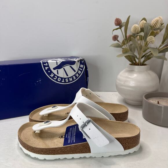 Birkenstock Gizeh BS Birko Flor Sandal White Women 6/Men 4/EU 37 NWB Regular Fit